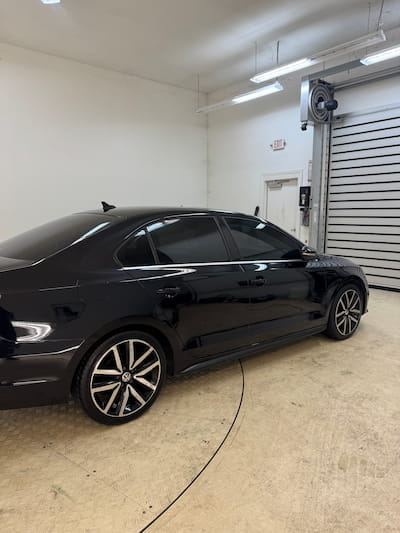 Sports car with tinted windows